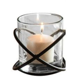 Portavelas Minimalista de Hierro y Vidrio con Acabado Negro para Decoración del Hogar, Navidad y Bodas - Product Image 1