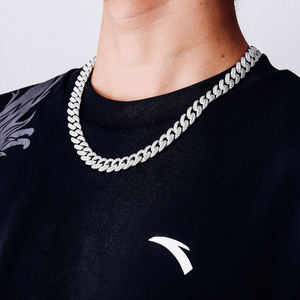 Luxury Iced Out Cuban Link Hip Hop Chain White Gold Finish <b>Statement</b> <b>Necklace</b> for Men Women Premium Streetwear Fashion Jewelry - Product Image 1