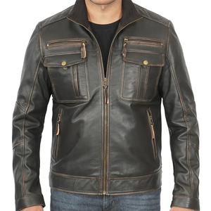 Vestes en cuir pour hommes à manches longues, prix de gros, 100% cuir PU, cuir écologique, manteaux d'extérieur pour adultes et garçons - Product Image 5