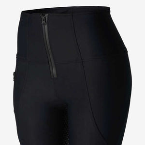 Pantalones de equitación de cintura alta para mujer, largos, con cierre de cremallera, transpirables, de punto, de spandex y nailon, color negro sólido, ropa ecuestre 2026 - Product Image 4