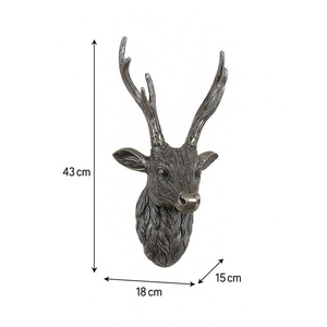 หัวกวางติดผนังอะลูมิเนียมสีเงิน ขนาด 18 ซม. x 43 ซม. ของตกแต่งผนังรูปสัตว์สไตล์โมเดิร์น งานศิลปะติดผนังโลหะ สำหรับห้องนั่งเล่นสุดหรู - Product Image 5