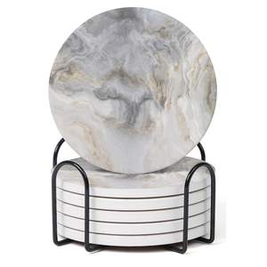 Sous-verres en marbre écologiques, résistants, durables, lavables, en pierre naturelle pour un usage quotidien, sous-verres promotionnels pour un usage quotidien - Product Image 5