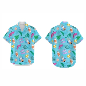 เสื้อเชิ้ตชายหาดพิมพ์ลายทรอปิคอลแบบสั่งทำพิเศษสำหรับผู้ชาย ผ้าโพลีเอสเตอร์ระบายอากาศดี ติดกระดุม เหมาะสำหรับวันหยุดพักผ่อนฤดูร้อน เสื้อชายหาดลำลอง - Product Image 1
