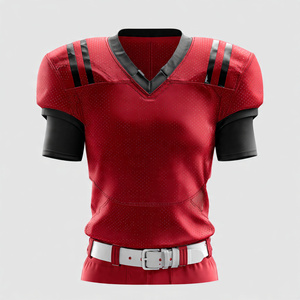 Maillot de football américain entièrement sublimé sur mesure, 100 % polyester, manches courtes, col en V - Product Image 2