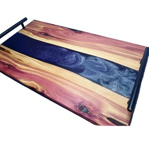 Bandeja de madera de resina para servir con mango de metal para decoración de mesa de fiesta de boda bandeja de servicio de catering en hoteles hogar - Product Image 1