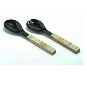 Juego de utensilios para servir ensalada hechos a mano, ecológicos, aptos para lavavajillas, utensilios para ensalada para el hogar y la cocina, hechos en India - Product Image 1