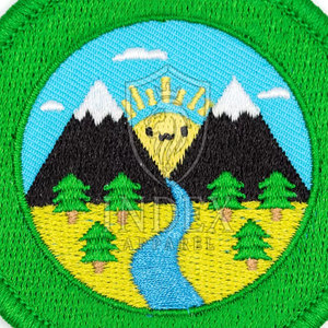 Patch brodé imprimé circulaire, motif paysage montagneux, thermocollant, bordure verte, applique en toile pour chapeaux et cadeaux (personnalisable) - Product Image 6