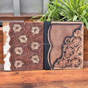 Hot Selling A4 A5 Size File Cover Portfolio Papers Documents Organizer High Quality Soft <b>Leather</b> Cover With <b>Tooling</b> & Pockets - Product Image 3