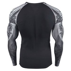 Camiseta Deportiva de Manga Larga para Hombre, Negra, con Manga Raglán, Diseño Estampado, Secado Rápido, Corte Ajustado, Tejido de Poliéster, Cuello Redondo - Product Image 4