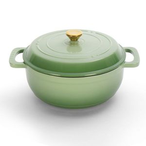 Pentola in Ghisa Smaltata da 5L con Finitura Verde Sfumata e Guanti in Silicone per Piano Cottura a Induzione - Product Image 1