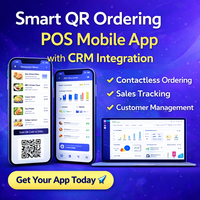 Aplicación Móvil POS Profesional para Pedidos con Código QR e Integración CRM para Pedidos sin Contacto, Automatización de Ventas y Relación con el Cliente
