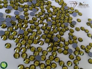 Strass ronds à dos plat Ariana Crystal, vert émeraude, olivine, kaki, à fixer à chaud, pierres lâches, sans nickel, fabriqués à Taïwan - Product Image 4