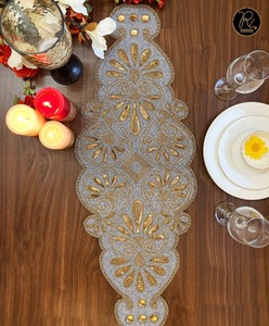 Needlework Embroidery <b>Beaded</b> Table Runner for Tabletop and Kitchen Home Decor Mat Buy Direct From Supplier - Product Image 4
