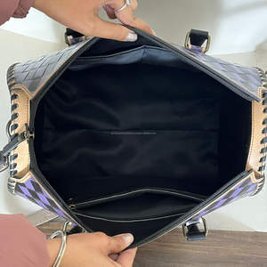 Bolso de Viaje Grande de Cuero Genuino con Diseño a Cuadros y Asa Superior, Novedad 2026, de Gran Venta, Bolso de Mano de Diseñador, Bolso Duffle de Cuero Vacuno Auténtico - Product Image 6