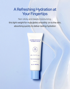 Crème apaisante aux pétales bleus, crème hydratante pour le visage, pour peaux sensibles, soulagement des rougeurs, soin hydratant rafraîchissant, tout en un - Product Image 3