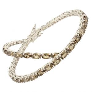 Christian Minimalist Charm <b>Clover</b> Flower Pattern Women's Oval Smoky Quartz Certified Third Party Tennis <b>Bracelet</b> 925 Gift - Product Image 1