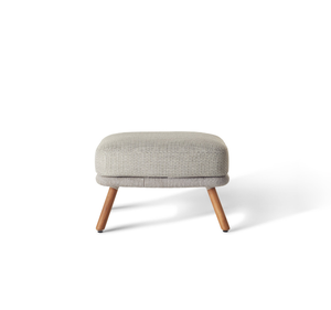 Pouf d'extérieur moderne en teck massif avec coussin rembourré et pieds en bois robustes pour patio, terrasse, hôtel ou complexe hôtelier - Product Image 2