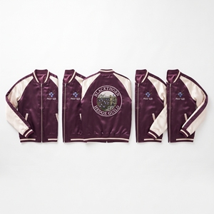Factory Direct Plum Ivory Satin Varsity Jacket Zip Up Custom Embroidered Blackthorn Hedge Guild Baseball <b>Coat</b> - Product Image 1