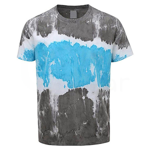 เสื้อยืดแขนสั้นผู้ชาย ลายมัดย้อม คอกลม ผ้าถัก สวมใส่สบาย ทรงปกติ สีเทา-น้ำเงิน - Product Image 5