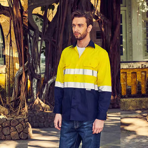 Camisa de trabajo reflectante de alta visibilidad para hombre, uniforme de seguridad industrial, manga larga, con botones, ropa de trabajo protectora de alta visibilidad - Product Image 3