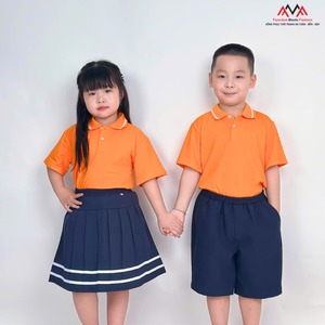 เสื้อโปโลโรงเรียนประถม FMF สีส้มสำหรับเด็กผู้ชาย – เสื้อชุดนักเรียนเด็กผ้าถักโพลีเอสเตอร์สแปนเด็กซ์ 50D น้ำหนักเบา - Product Image 2
