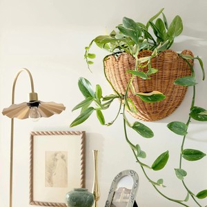 Creative Scalloped Rattan Hanging <b>Planter</b> Decorative Plant Holder For Indoor Greenery And Home Decoration - Product Image 1