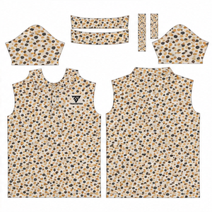 Polo pour homme Trackstar beige et marron à motif galets dorés, manches courtes, col boutonné, chemise de golf, logo personnalisé - Product Image 6