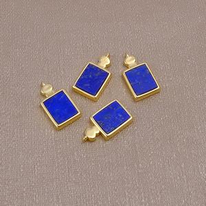 Luxe Anti-ternissement plaqué or Lapis Lazuli pendentif élégant bricolage carré pierre précieuse breloque pour collier mode pendentifs breloques - Product Image 5