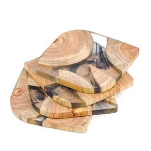 Wholesale Custom <b>Epoxy</b> <b>Resin</b> Wood Coasters Set Luxury Handmade Round Wooden Drink Cup Mat with Holder <b>Table</b> Decor Gift Coasters - Product Image 2