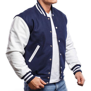 Chaquetas Varsity estilo estadounidense con logotipos personalizados para hermandades, fraternidades, escuelas y universidades, cuerpo 100% lana pura y mangas de cuero. - Product Image 2