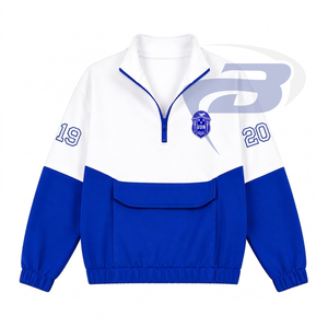 Sweat-shirt à demi-zip Zeta Phi Beta Sorority, bleu et blanc, design color block avec poche, unisexe, coupe classique, sweat-shirt d'automne - Product Image 1