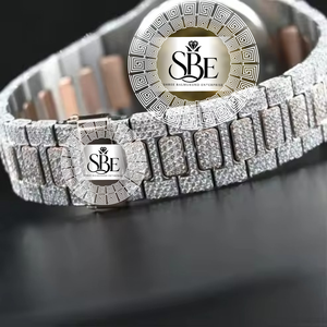 Reloj de lujo personalizado con diamantes incrustados para hombre, completamente automático, de acero inoxidable, con números arábigos, reloj de pulsera con diamantes de moissanita. - Product Image 3