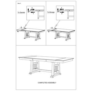 Tavolo da Pranzo Contemporaneo Monoblocco con 2 Prolunghe Estraibili, Finitura Bianco Antico e Grigio per Cucina e Sala da Pranzo - Product Image 6