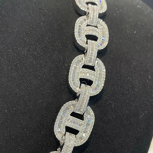 Luxury <b>Iced</b> <b>Out</b> Oval Link Moissanite Diamond <b>Chain</b> Necklace VVS Hip Hop Statement Jewelry Unisex Premium Gift Accessory Style - Product Image 3