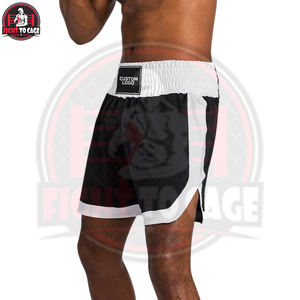Shorts de boxe en polyester respirant noir et blanc, qualité supérieure, équipement d'entraînement, service OEM ODM, fournisseur fiable, collection automne. - Product Image 5