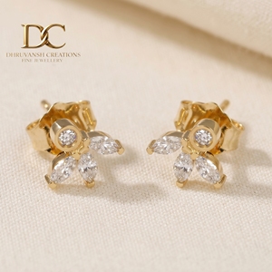 New Arrival 14KT Solid Gold IGI Certified Lab Grown Diamond <b>Stud</b> <b>Earring</b> Marquise Brilliant Cut Engagement Wedding Women Jewelry - Product Image 5