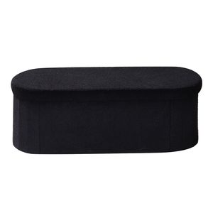 Panca ovale in tessuto Teddy Fleece, grande, pieghevole, imbottita, contenitore portaoggetti in MDF per applicazioni alberghiere - Product Image 1