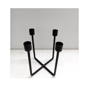 Dual arm metal candle holder with symmetrical design sturdy frame and refined finish for centerpiece styling - Product Image 5