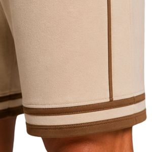 Custom Mens Beige Camel <b>Sleeveless</b> Hooded Tracksuit Set Custom Logo Gym Fitness Training Sports <b>Hoodie</b> And Shorts Activewear - Product Image 6