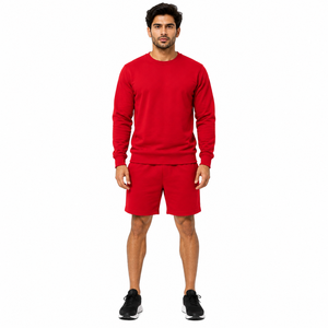 Ensemble de survêtement pour hommes en gros : Sweat-shirt à col rond et short de survêtement, style streetwear viral, coupe oversize moderne - Product Image 1