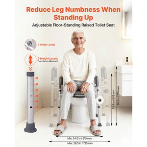 Sedile WC Rialzato Regolabile in Altezza e Larghezza, Capacità di Carico 400 Libbre, con Cuscino Imbottito e Braccioli - Product Image 5