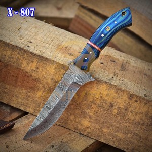 OEM DIY Damascus Steel Fixed Blade Hunting/Skinning <b>Knife</b> Straight Edge <b>Bone</b> <b>Handle</b> | Outdoor Camping <b>Knife</b> Leather Belt Sheath - Product Image 4