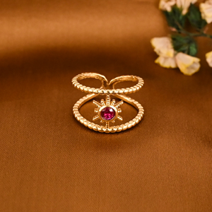 Anillo de Diseño Ajustable Minimalista y Moderno, Chapado en Oro con Imitación de Rubí, para Mujer, Lote al por Mayor de 25 Pares para Bodas - Product Image 1