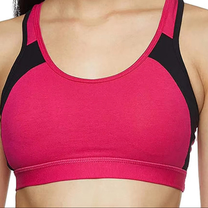 เสื้อชั้นในกีฬาแบบ Racerback สีชมพูสดใส พิมพ์โลโก้ได้ตามต้องการ พร้อมดีไซน์เว้าหลังสุดเซ็กซี่ ระบายอากาศได้ดี เหมาะสำหรับโยคะ ออกกำลังกายหนัก และฟิตเนส - Product Image 1