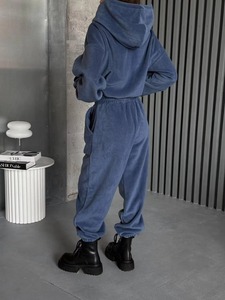 Custom High Quality Heavyweight 400 Gsm <b>White</b> Cotton Fleece <b>Women</b> Double Zipper Slim Fit Flared Jogger <b>Tracksuit</b> 2 Piece Set - Product Image 5