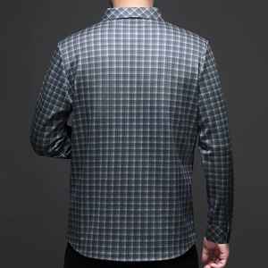 Chemise habillée à carreaux pour homme, manches longues, col rabattu, 100 % coton, infroissable, style décontracté chic, pour l'automne - Product Image 2