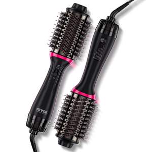Styler capillaire ionique 4 en 1, sèche-cheveux, lisseur, boucleur, revêtement en céramique titane électro-plaqué de 2,56 pouces, brosse à air chaud à 3 températures, ovale - Product Image 1