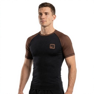 No <strong>Gi</strong> Stylish Brown Rash Guard Shirt for BJJ Jiu-Jitsu with Cooling Technology Breathable UPF50+ Comfort 4-Way Stretch Fabric - Product Image 1