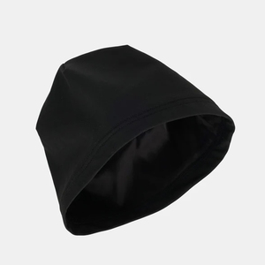 Gorro de Punto Acrílico Negro Unisex, Gorro Casual de Invierno de Color Sólido, Tejido a Máquina, Talla Adulto 56-58CM - Product Image 2