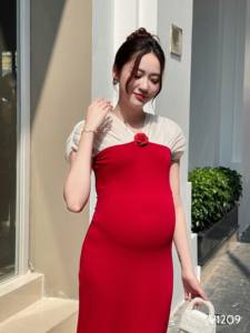 Robe de maternité d'été de haute qualité à manches courtes, tissu anti-rétrécissement absorbant la transpiration, doux et confortable, ODM V1209 Vietnam - Product Image 5